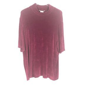 Vintage Vikki Vi Pink Mock Neck Blouse Port 1X EUC